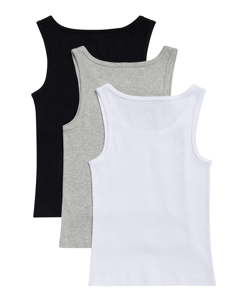 Calvin Klein Girls' 6-16 Sleeveless Tank Top, 3-Pack
