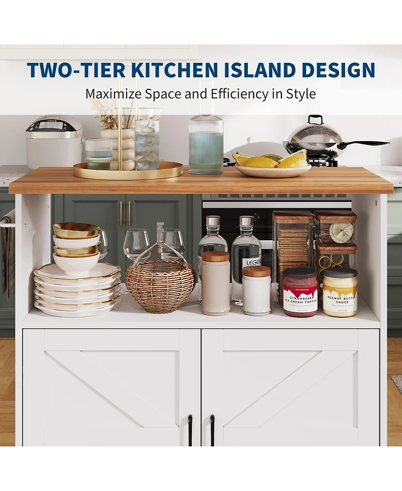 gaomon Rolling Kitchen Island with Storage Cabinet, Kitchen Cart, Portable Mobile Kitchen Island with Towel Rack for Kitchen, Dining Room