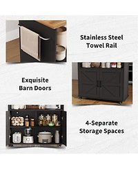 gaomon Rolling Kitchen Island with Storage Cabinet, Cart, Portable Mobile Towel Rack for Kitchen, Dining Room