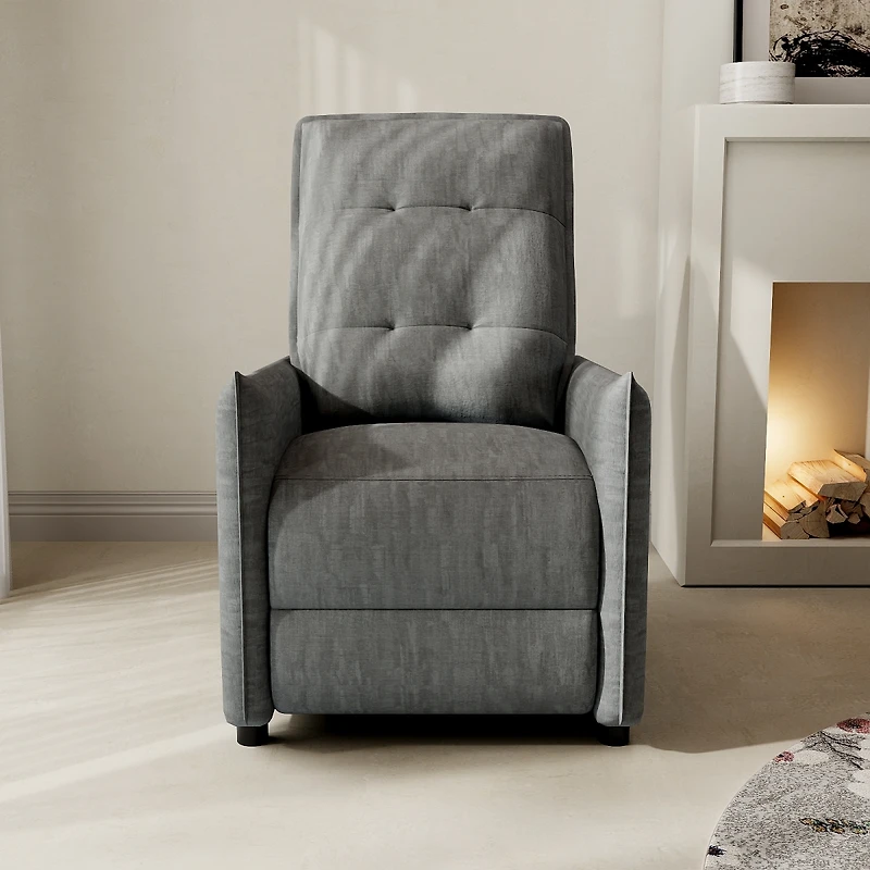Streamdale Furniture Chenille Fabric Manual Push Back Recliner Chair with Adjustable Footrest