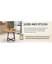 Streamdale Furniture Round Modern Dining Table with X-Shaped Metal Base for 4-6 People