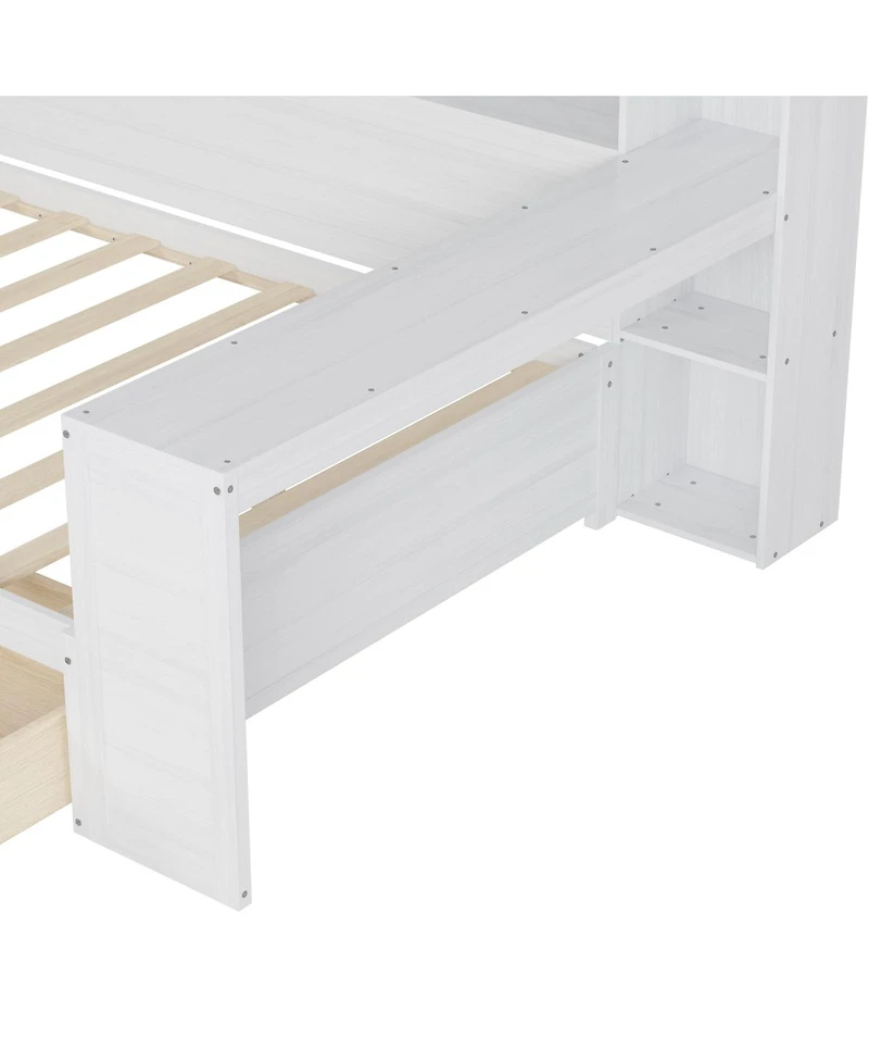 Streamdale Furniture Wooden Daybed with Storage Shelves, Drawers