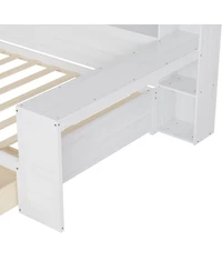 Streamdale Furniture Wooden Daybed with Storage Shelves, Drawers