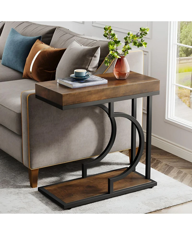 Slickblue Modern C Side Table with Compact Design and Metal Frame
