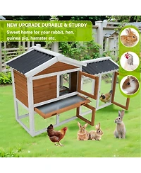 Streamdale Furniture Waterproof Wooden Bunny Hutch with Stairs and Cleaning Tray