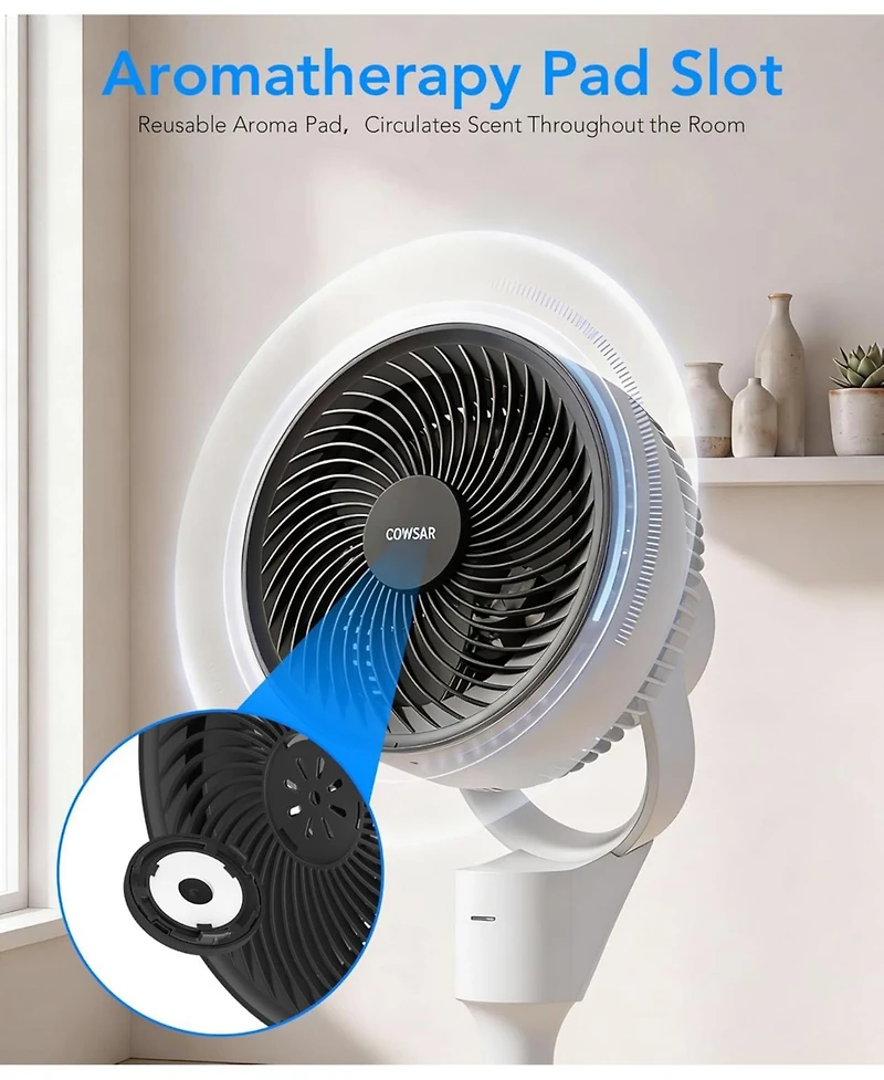Cowsar Pedestal Fan, 3 Spd, 6H, 80degree(s) Osc, Aroma, Detachable