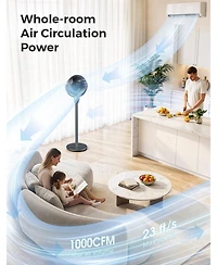 Cowsar Quiet Pedestal Fan, 150degree(s)+120degree(s) Osc, 6 Spd/3M/7H, Dc