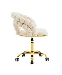 Streamdale Furniture Modern Velvet Adjustable Swivel Desk Chair with Gold Base