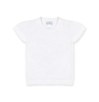 Florence Eiseman Big Girls Short Sleeve Sweater with Scallop Edges