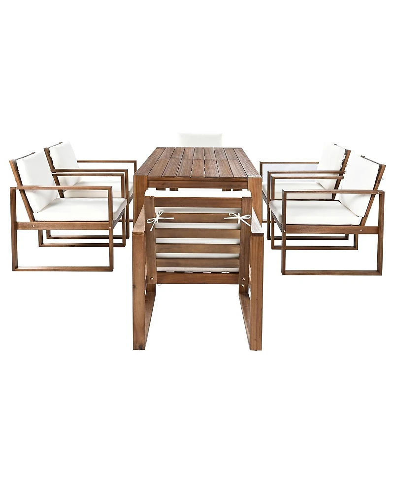 Streamdale Furniture 7-Piece Outdoor Patio Dining Set with Umbrella Hole and Cushions