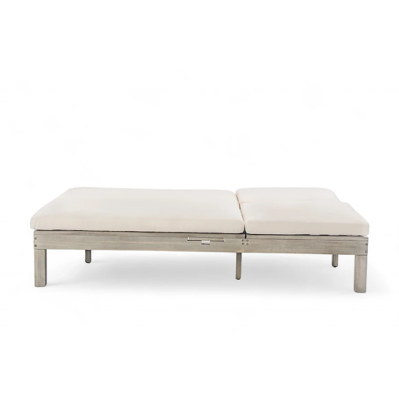 Streamdale Furniture 5-Position Adjustable Double Outdoor Chaise Lounge with Cushions and Side Trays