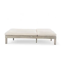 Streamdale Furniture 5-Position Adjustable Double Outdoor Chaise Lounge with Cushions and Side Trays