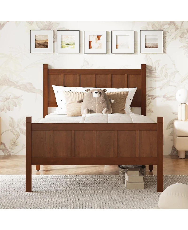 Streamdale Furniture Twin Size Minimalist Platform Bed with Headboard and Footboard