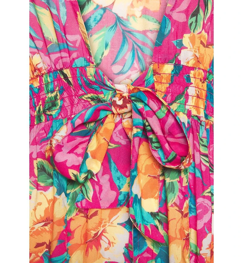 Lascana Women's Floral Flounce Hem Cover up Beach Dress