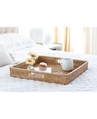 Artifacts Trading Company Rattan Square Tray with Cutout Handles