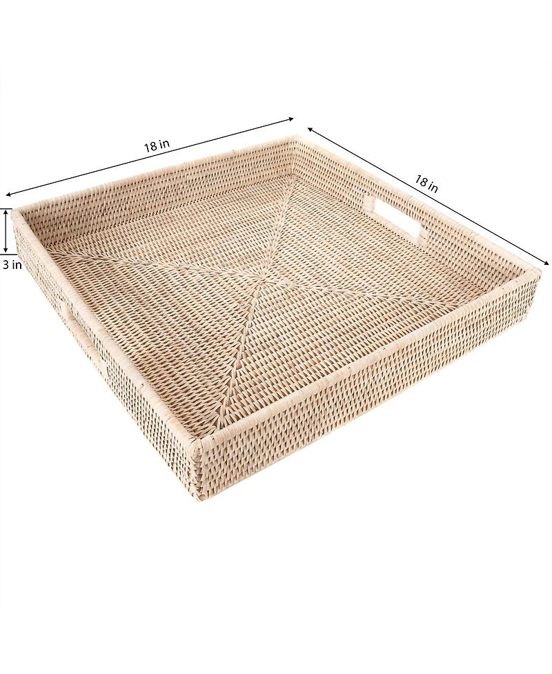 Artifacts Rattan Square Serving Tray with Cutout Handles