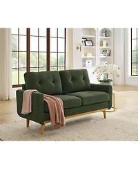 Streamdale Furniture 67.7" Wide Mid-Century Modern Upholstered Tufted Loveseat Sofa With Wooden Legs