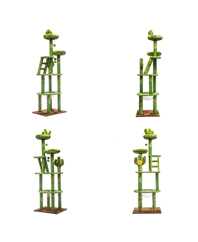 6thdruple Cactus Cat House Tower Multi-Level Tree with Capsule, Perches and Sisal Posts