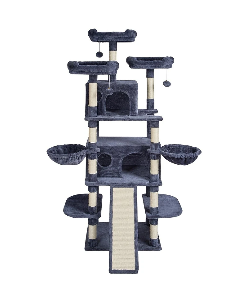 6thdruple Cat Tree for Indoor Cats, Tower with Cat Condos, Top Perches, Hammocks, Scratchers
