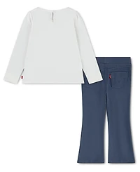 Levi's Toddler Girls' 2T-4T Bear Top and Flared Pants, 2-Piece Set