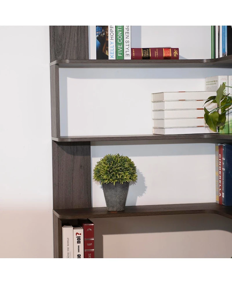 Streamdale Furniture 90cm Freestanding Corner Bookshelf with Anti-Tip Device
