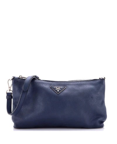 Pre-Owned Prada Mini Flat Zip Crossbody Bag Vitello Daino