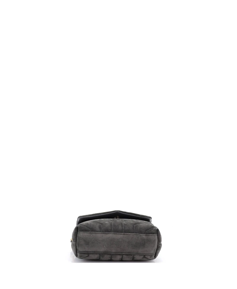 Pre-Owned Saint Laurent Toy Loulou Shoulder Bag Matelasse Chevron Suede
