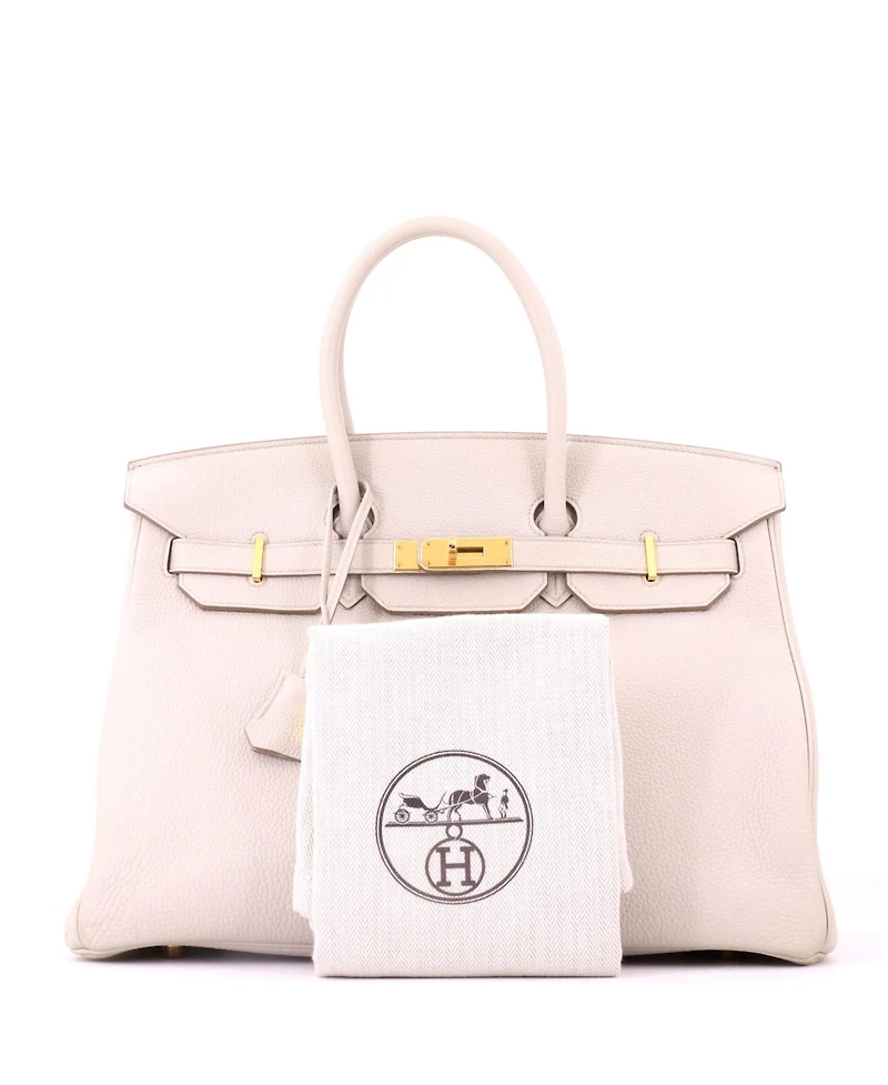 Pre-Owned HERMES Birkin 35 Handbag Light Togo with Gold Hardware