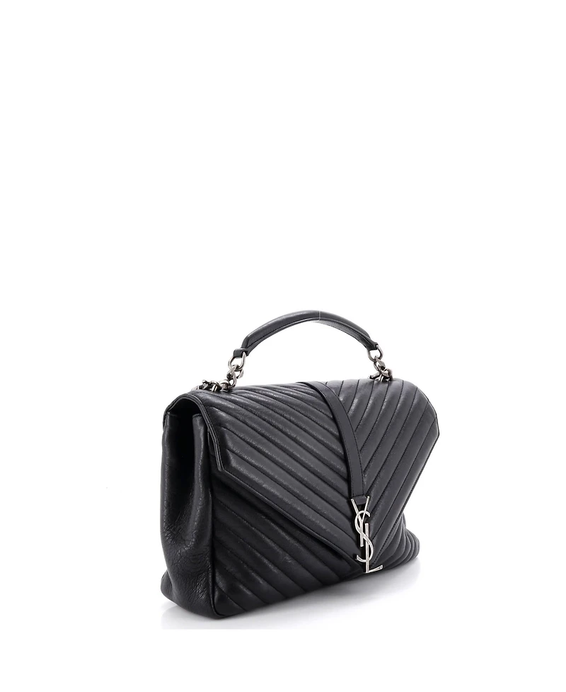 Pre-Owned Saint Laurent Large Classic Monogram College Bag Matelasse Chevron Leather