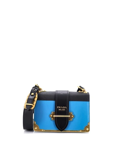 Pre-Owned Prada Small Cahier Crossbody Bag Leather and Saffiano Leather