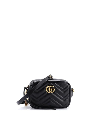 Pre-Owned Gucci Mini Gg Marmont Shoulder Bag Matelasse Leather