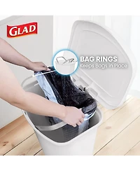 Glad Kitchen Trash Can with Lid, Foot Pedal and Garbage Bag Rings, 13 Gal, White