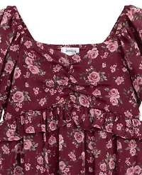 Speechless Girls' 7-16 Puff-Sleeve Tiered Knee Dress