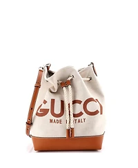Pre-Owned Gucci Logo Bucket Bag Printed Canvas