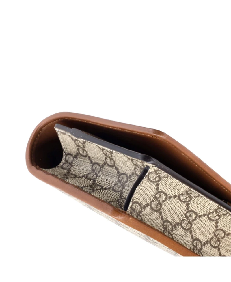 Pre-Owned Gucci Emblem Wallet on Strap Gg Coated Canvas