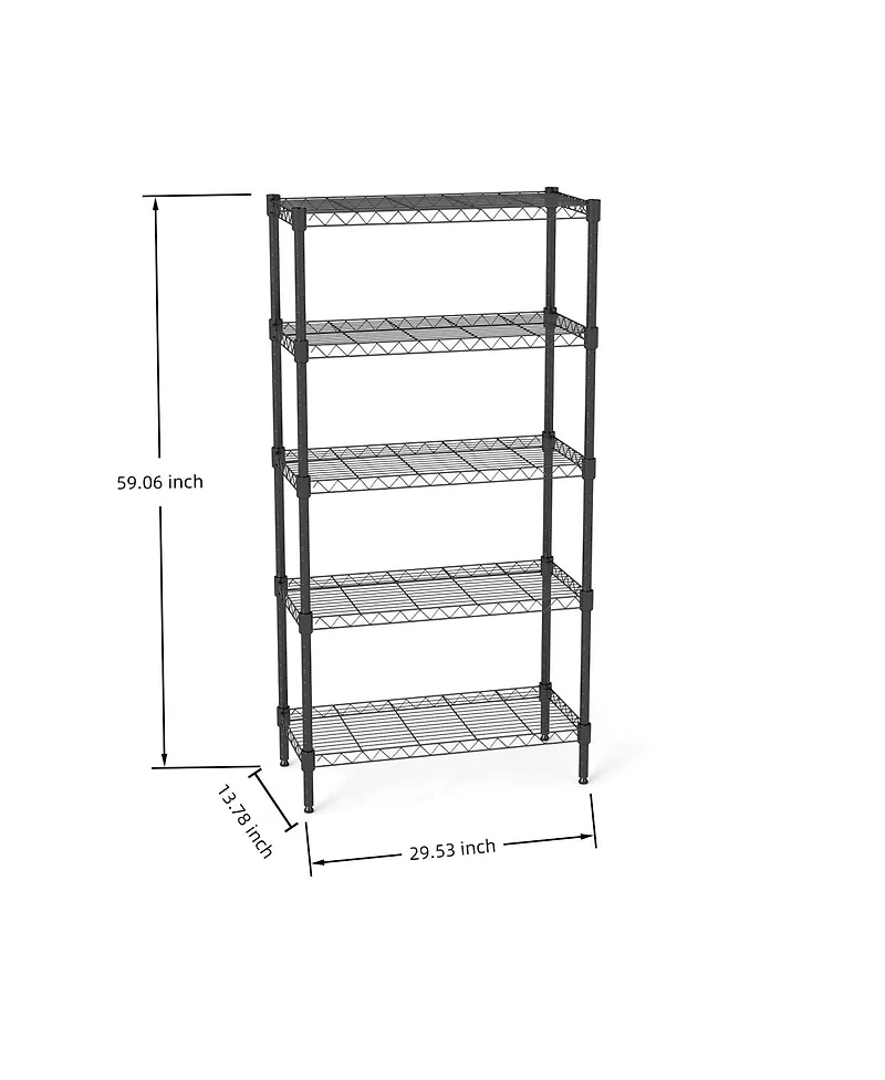 Streamdale Furniture 5-Tier Heavy-Duty Wire Shelving Unit - Metal Storage Rack