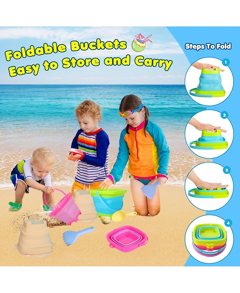 Gnuadz Collapsible Beach Sand Bucket Set With Shovels