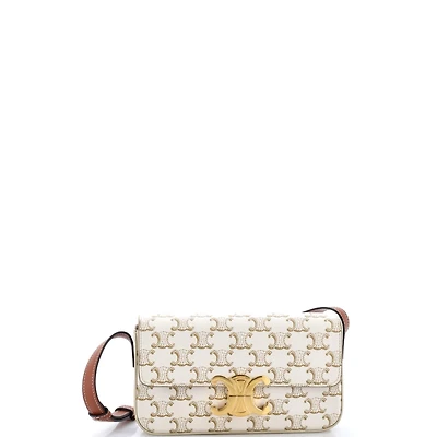 Pre-Owned Celine Triomphe East-West Shoulder Bag Triomphe Coated Canvas