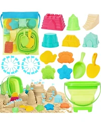 Gnuadz Collapsible Beach Toys Foldable Sand Bucket Shovels Set Mesh Bag Castle Building Kit Sandbox Travel Kids