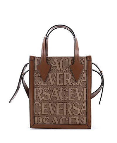 Pre-Owned Versace Mini Allover Logo Convertible Tote Printed Canvas