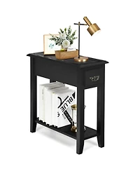 Sugift 2 Tier End Bedside Sofa Side Table Narrow Nightstand