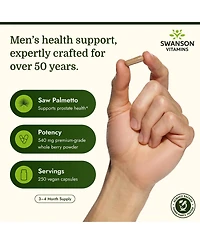 Swanson Saw Palmetto 540 Milligram 250 Capsules Herbal Supplement for Male Prostate Health, Urinary Support and quality Hair Care