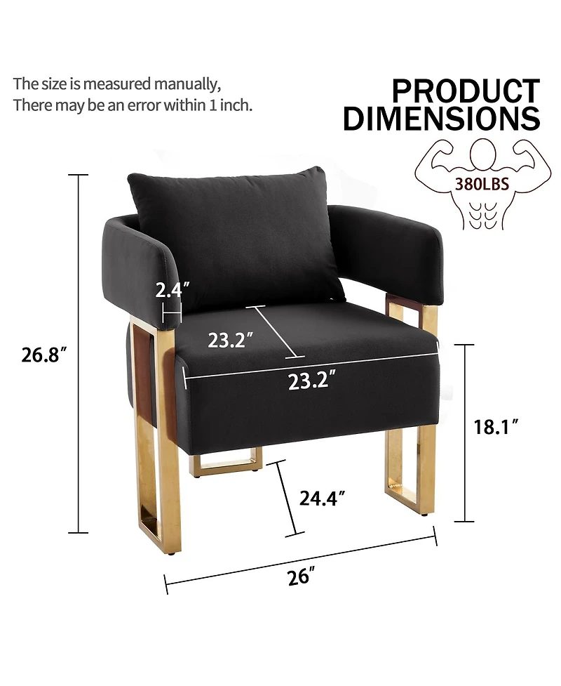 Streamdale Furniture Modern decorative chair with gold legs, velvet fleece upholstered, 2 piece