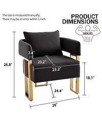 Streamdale Furniture Modern decorative chair with gold legs, velvet fleece upholstered, 2 piece