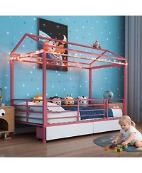Streamdale Furniture Kids House Floor Bed Frame with Roof