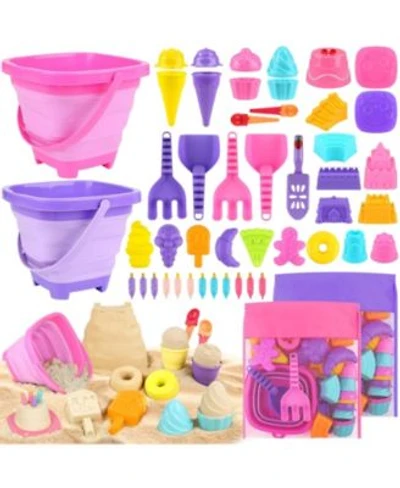 Gnuadz Collapsible Beach Toys Set Bucket Shovels Mesh Bag Molds Sandbox Travel
