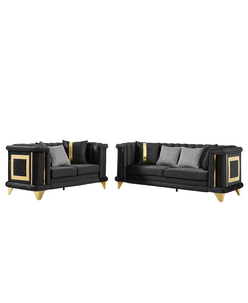 Streamdale Furniture Velvet Luxury Sofa Set, Mid Century Modern