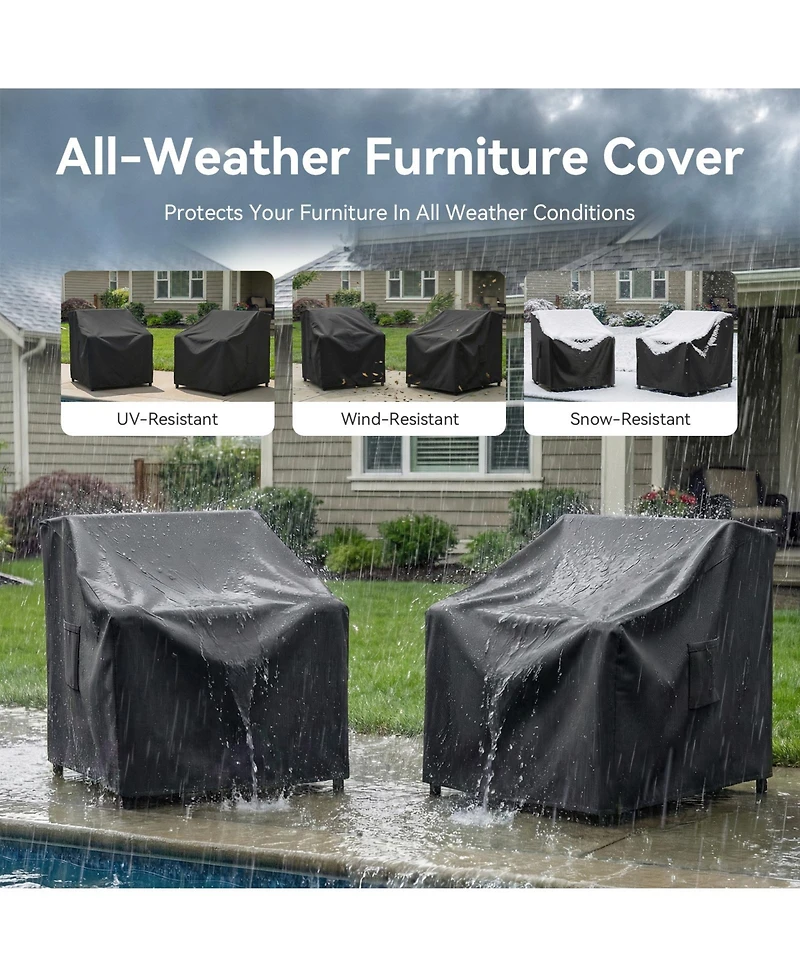 Pocassy Waterproof Patio Chair Covers, Heavy Duty Outdoor Lounge 2 Pack