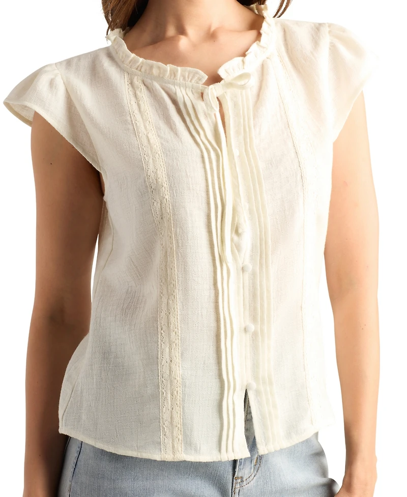 Bcx Women's Flutter Short-Sleeve Peplum Top