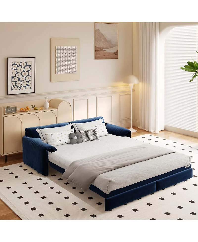 Streamdale Furniture 66" Queen Pull Out Sofa Bed with Storage